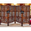 Wooden Partition for Living Room Room Divider Partition Wall 4 Feet Partition/Wall Divider for Hall/Room Separator/Privacy Divider/Stripe Pattern Brown (4 Panel)