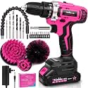 20V Pink Cordless Drill Set - Power Drill/Driver Kit with Drill Brush