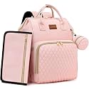 ROSEGIN Pink Diaper Bag Backpack for Baby Girls - Baby Shower Gifts for Mom, Quilted Diaper Bag with Changing Pad, Pacifier Case, Insulated Pockets, Stroller Straps, 35L Large Capacity - Cute