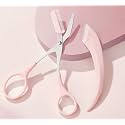 Pink Eyebrow Trimming Scissors with Built-in Comb, Stainless Steel Precision Grooming Tool