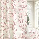 Pink Floral Cotton Shower Curtain, Cottage Farmhouse Fabric Curtain, 72x78