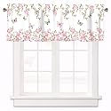 Pink Floral Curtain Valances for Windows 1 Panel, 42x12 in