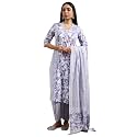 Pink floral printed anarkali kurta and printed