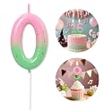 Pink Green Number 0 Candle Happy Birthday 3D Number Candles for Birthday Cake Party Decoration Wedding Anniversary Celebration Supplies