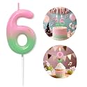 Pink Green Number 6 Candle Happy Birthday 3D Number Candles for Birthday Cake Party Decoration Wedding Anniversary Celebration Supplies