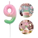 Pink Green Number 9 Candle Happy Birthday 3D Number Candles for Birthday Cake Party Decoration Wedding Anniversary Celebration Supplies
