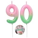 Pink Green Number 90 Candle Happy Birthday 3D Number Candles for Birthday Cake Party Decoration Wedding Anniversary Celebration Supplies