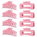Pink Hair Clips for Women -8 Pack 4.3 Inch Large Hair Claw Clips for Women Thin Thick Curly Hair, Big Banana Clips,Strong Hold jaw clips