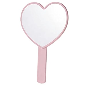 pink heart shaped hand mirror with handle cute portable small hand held makeup mirror for girls women travel daily cosmetic use lovely heart shape vanity hand mirror