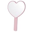 Pink Heart Shaped Hand Mirror with Handle, Cute Portable Small Hand Held Makeup Mirror for Girls Women Travel Daily Cosmetic Use, Lovely Heart Shape Vanity Hand Mirror