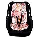 Pink Infant Car Seat Head Body Support Pillow, 2-in-1 Reversible CarSeat Insert,Soft Cushion for Stroller, Swing, Bouncer,Flowers