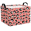 Pink Leopard Print Basket for Home Decor Rectangular Toy Basket Canvas Cute Basket for Toys, Books, Blankets &amp; More (Leopard Pink)