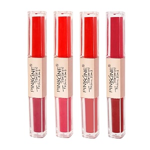 pink line 2 in 1 dual head intense matte velvet lip glossnon-cracking anti-transfer long-lasting waterproof liquid lipsticklip gloss set pack of 4