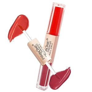 pink line 2 in 1 dual head intense matte velvet lip gloss non-cracking long-lasting waterproof liquid lipstick makeup face eye glow shimmer shinning lip gloss set pack of 1