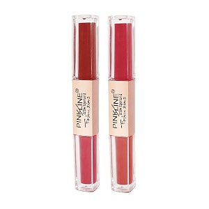 pink line 2 in 1 dual head intense matte velvet lip glossnon-cracking long-lasting waterproof liquid lipsticklip gloss set pack of 2