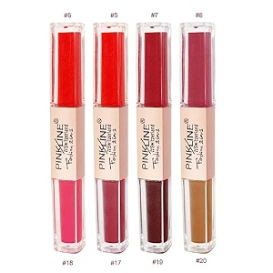 pink line 2 in 1 dual head intense matte velvet lipgloss non-cracking long-lasting waterproof liquid lipsticklip gloss set pack of 4
