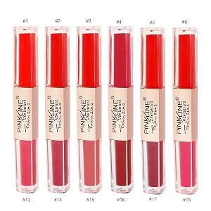 pink line 2 in 1 dual head intense matte velvet lip glossnon-cracking long-lasting waterproof liquid lipsticklip gloss set pack of 6