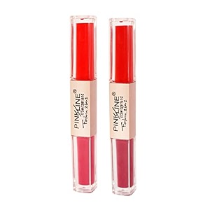 pink line 2 in 1 dual head intense matte velvet lip glossnon-cracking long-lasting waterproof liquid lipsticklip gloss set pack of 2