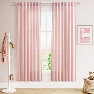 Pink Linen Curtains 72 Inch Length for