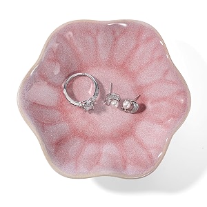 Pink Lotus Leaf Shape Ring Jewelry Dish