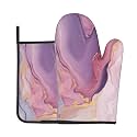 Pink Marble Oven Mitts and Pot Holders Sets - Pink Purple Kitchen Mitts Potholders 2 Pack Heat Resistant Modern Oven Gloves Hot Pads for Kitchen Baking Grilling Party