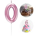 Pink Number 0 Candle Happy Birthday 3D Number Candles for Birthday Cake Party Decoration Wedding Anniversary Celebration Supplies