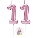 Pink Number 11 Candle Happy Birthday 3D Number Candles for Birthday Cake Party Decoration Wedding Anniversary Celebration Supplies