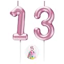 Pink Number 13 Candle Happy Birthday 3D Number Candles for Birthday Cake Party Decoration Wedding Anniversary Celebration Supplies