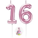 Pink Number 16 Candle Happy Birthday 3D Number Candles for Birthday Cake Party Decoration Wedding Anniversary Celebration Supplies