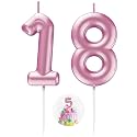 Pink Number 18 Candle Happy Birthday 3D Number Candles for Birthday Cake Party Decoration Wedding Anniversary Celebration Supplies