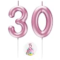 Pink Number 30 Candle Happy Birthday 3D Number Candles for Birthday Cake Party Decoration Wedding Anniversary Celebration Supplies