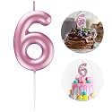 Pink Number 6 Candle Happy Birthday 3D Number Candles for Birthday Cake Party Decoration Wedding Anniversary Celebration Supplies