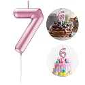Pink Number 7 Candle Happy Birthday 3D Number Candles for Birthday Cake Party Decoration Wedding Anniversary Celebration Supplies