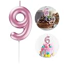 Pink Number 9 Candle Happy Birthday 3D Number Candles for Birthday Cake Party Decoration Wedding Anniversary Celebration Supplies