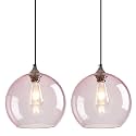 Pink Pendant Lights Kitchen Island 2 Pack, 9.84 in Seeded Glass Globe