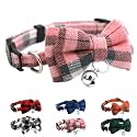 Pink Plaid Bowtie Cat Collar with Bell Breakaway Kitten Collar with Bells