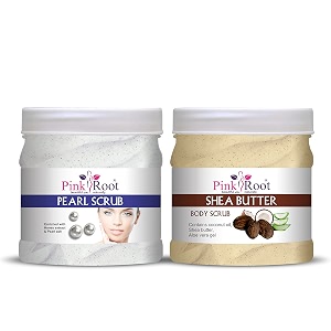 pink root pearl scrub 500ml with shea butter scrub 500ml