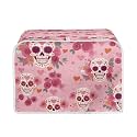 Pink Skull Floral Toaster Covers 2 Slice Dust Cover with Top Hook, Kitchen Appliance Organizer Bag Anti-Scratch Microwave Oven Kitchen Accessories Fingerprint Protection