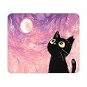 Pink Starry Night Cat Mouse Pad 9.5x7.9 Inch with Anti-Slip Rubber Base