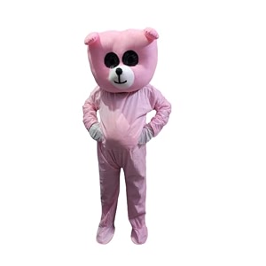 pink teddy bear full costume mascot for prank or birthday elders halloween costume prank costume mask with gloves - metal