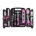 Pink Tool Set -131 Piece Pink Tool sets for WomenGeneral Household Hand Tool Kit with Plastic Tool Box Storage Case(Pink)