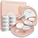 Pink Ultrasonic Contact Lens Cleaner - Portable Machine with USB Charger, Solution Soak Case Kit for Soft, Colored, Hard, RGP, and OK Lenses
