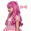 Pink Wig with Bangs Long Wavy Cute Synthetic Hair Wig for Halloween Cosplay Party Costume (Small Size)