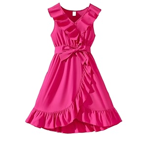 PINK WINGS Girls Knee Length Cotton Dress