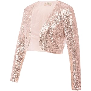 PINK WINGS Girls Sequined Shrugs