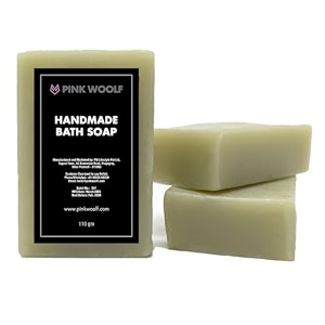 pink woolf handmade bath soap with green tea cucumber amp mint  refreshing amp moisturizing soap for men amp women  natural herbal bathing bar  vegan  100g pack of 3