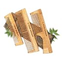 Pink Woolf Neem Wooden Comb Set for Men & Women | Pack of 3 Wide Tooth, Fine Tooth & Pocket Hair Comb | Natural Kacchi Neem Wood Comb for Detangling, Anti Static, Scalp Massage & Daily Hair Care for All Hair Types