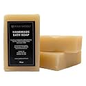 Pink Woolf Natural Handmade Bath Soap with Almond, Saffron &amp; Goat Milk, 110g Each (Pack of 3) | Moisturizing Soap Bar for Women &amp; Men | Deep Cleansing | Paraben &amp; Sulphate Free | Suitable for All Skin Types