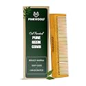 Pink Woolf Neem Wooden Comb for Men | Anti-Static, Wide Tooth Hair Comb for Hair Growth &amp; Beard Grooming | Handcrafted Katchhi Neem Wood Comb for Natural Scalp Care, Smooth Styling &amp; Daily Haircare (DUAL TEETH)