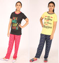 pink you fashion Girls Printed Cotton Blend Kids Nightwear (Multicolor Pack of 2)